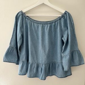 Cupcake & Cashmere Off Shoulder Denim Top